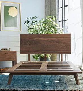 avocado bed frame mid century walnut