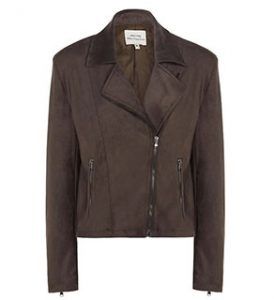 Veganlyy Wills Vegan Suede Racer Jacket Dark Brown