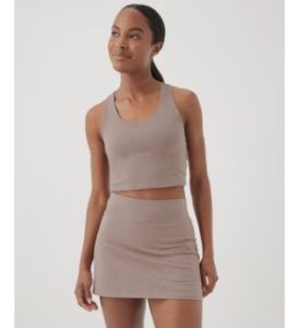 black woman with on the go-to womens crop top brown color