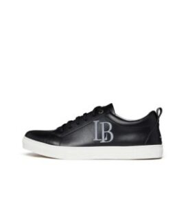 black LB apple leather men sneakers veganlyy shop on white background
