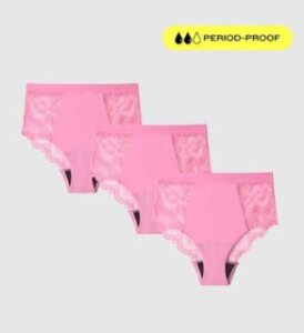 three pink panties from understatement mmenstrual multipack period briefs medium flow candy pink presented by veganlyy
