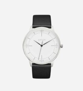 votch aalto watch with silver and white dial and black vegan leather strap by veganlyy.com