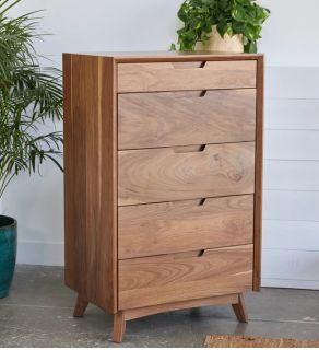 mid-century modern dresser made of solid walnut wood presented by veganlyy