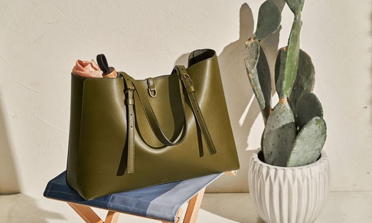 cactus leather green bag next ot a cactus presented by veganlyy blog plastic free wardrobe and ethical fashion