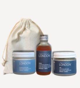 veganlyy presents the naturally london's confort discovery kit - a trio of products in 2 glass jars and 1 bottle - vegan sustainable bathroom products