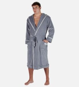 adult cotton robe grey worn by an young man