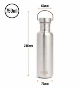 stainless steel single wall water bottle 750ml 800ml elephant box veganlyy sustainable kitchen
